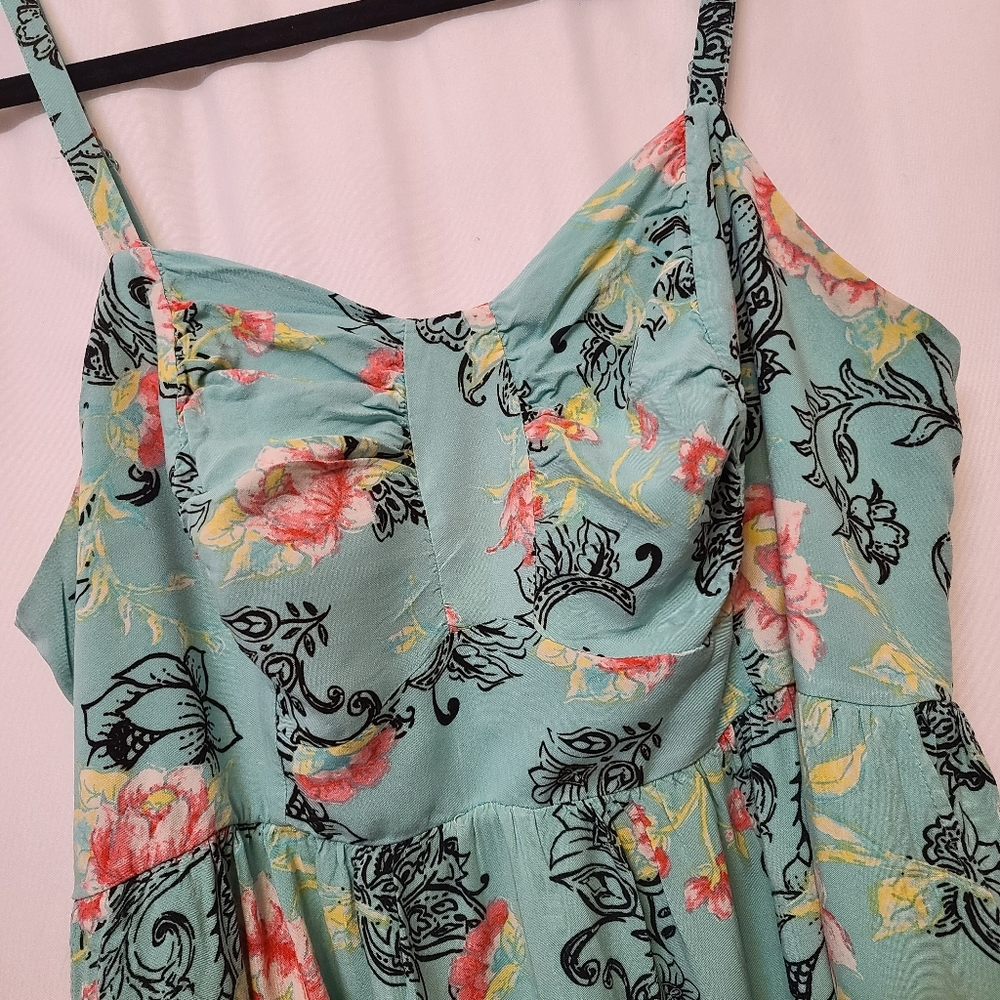 TORRID ☆ Teal Floral SL Skater Dress w/ Pockets
